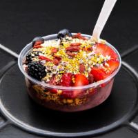 Small Booyah Bowl · 8oz bowl Peanut Butter, granola, strawberries, Blueberries, Blackberries, Coconut, Honey, Ag...
