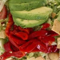 Noho Salad · Lettuce, tomato, avocado, feta cheese, fire roasted pepper and pita chips tossed in our home...