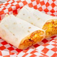 Breakfast Burrito · Two eggs, cheese. Hash brown, salsa with choice of meat.