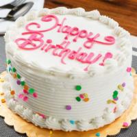 6' Birthday Torte · layer chocolate  and white cake with fudge filling.  vanilla butter cream frosting with conf...
