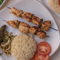 Chicken Kebab · Chicken breast cuts marinated in mediterranean herbs and spices.