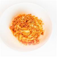 Tagliatelle Alla Bolognese · Housemade Tagliatelle Pasta, Beef And Pork Ragù, Mutti Tomatoes, Parmigiano Reggiano® DOP 12...