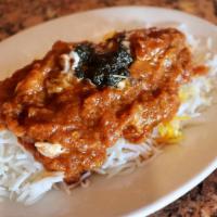 Eggplant Delight With Rice · Our Eggplant Delight served over basmati rice