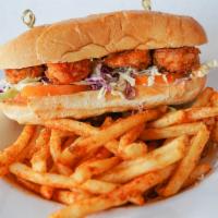 Po Boy'S Sandwiches With Fries · Your choice of protein, deep fried and tossed with our signature cajun seasoning. 

Sandwich...