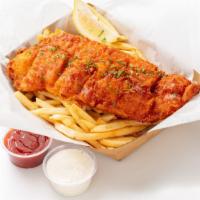 Fish & Chips Basket · Crunchy beer battered white fish seasoned with our famous cajun blend. Served with French fr...
