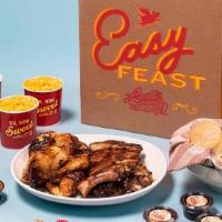Easy Feast - Chicken & Ribs · Served family-style for 4 or more.. Your choice of St. Louis or baby back ribsand a whole sm...