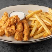 Lil’ Chicken Fingers · Hand-breaded chicken strips with ranch dressing for dipping.