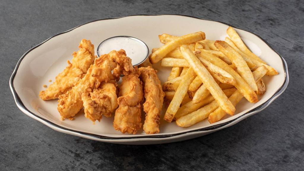 Lil’ Chicken Fingers · Hand-breaded chicken strips with ranch dressing for dipping.