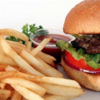 Hamburger · Brioche bun,  Over 1/4 lb ( 50z) grilled house made beef patty,thousand island dressing, let...
