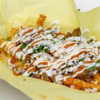 Fries · Choice of meat, cheese, sour cream, cilantro, hot or mild