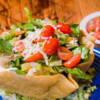 Taco Salad · Your choice of meat or vegetarian plus beans, rice, salsa, cheese, guacamole, sour cream and...