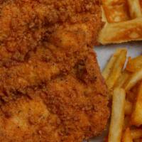 Combo #3 · Three fried chicken tenders with one waffle, fries, and a condiment of your choice on the si...