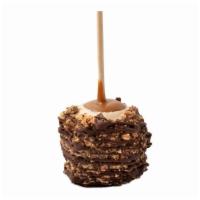 Caramel Apple Snickers® · Caramel-covered granny smith apple dipped in tiger butter, rolled in crushed Snickers® bar, ...