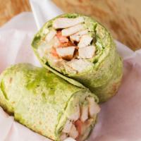 Baja Wrap · Marinated chicken breast, avocado, grilled onions, jalapeño peppers & melted jack cheese wit...