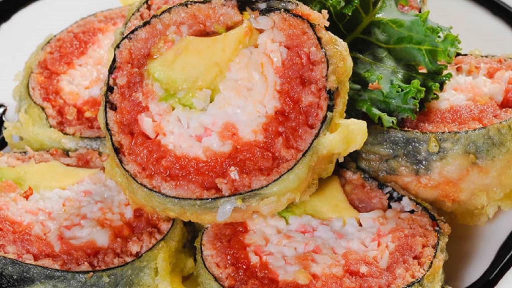 Ramen With Spicy Tuna Tempura Roll · In: spicy tuna, avocado
Out: deep fried  
sauce – eel, spicy mayo