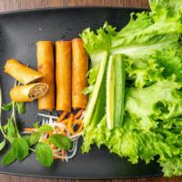 Chả Giò (Vietnamese Egg Rolls) · Crispy fried rolls of ground pork, chicken, cloud mushroom, shredded carrot, shredded taro, ...