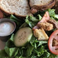 Club Sandwich · Lettuce, bacon, tomato, turkey, mayo, and avocado.