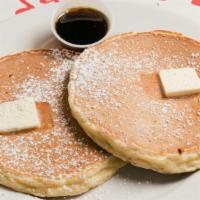 Delicious Pancakes Short Stack · Two super light and fluffy whipped ricotta pancakes served with real maple syrup.