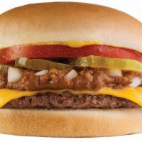 Cheeseburger · 100% all beef patty served on a fresh bun with original tommy's famous chili, slice of chees...