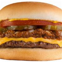 Cheeseburger (1/4 Lb.) · 100% all beef quarter pound patty served on a fresh bun with Original Tommy's famous chili, ...