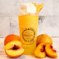 Peach Tea Ice Blended With Lychee Jelly · Ice blended mix of lychee and peach jam, with green tea flavor, so fruity and has a healthy ...