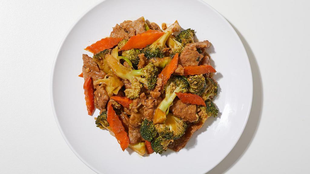 Beef And Broccoli · Beef stir fried with broccoli.