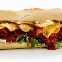 Meatball Sub  · plant-based meatballs, spicy marinara, plant-based provolone, arugula, truffle aioli, parmes...