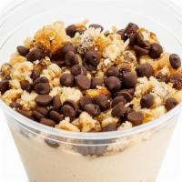 Peanut Butter Parfait [Gf] · whipped peanut butter crème, banana bread crumbles, chocolate chips, and almonds. made with ...