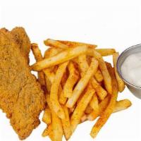 Kids Chicken Tenders · 2 crispy plant-based chicken tenders, choice of side (brown rice or kid size seasoned fries)...