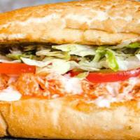 Hot Momma · Halal Chicken, Buffalo Wing Sauce, Ranch, Provolone. All sandwiches are served hot with dirt...