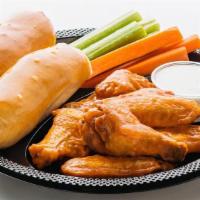 6 Pc Chicken Wings Meal · Includes 6 bone-in wings tossed in your choice of sauce, 2 oven-fresh breadsticks, 6 veggie ...
