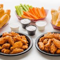 Party 48 Pc Chicken Wings · Includes 48 bone-in wings tossed in your choice of sauce, 16 oven-fresh breadsticks, 32 vegg...