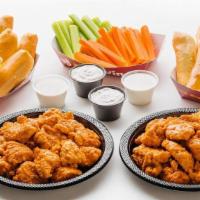 Party 40 Pc Boneless Wings · Includes 40 boneless wings tossed in your choice of sauce, 16 oven-fresh breadsticks, 32 veg...