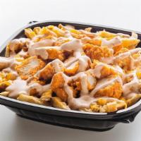 Epic Chicken Fries · Hand-cut fries topped with chicken tossed in your choice of sauce, melted cheese and chipotl...