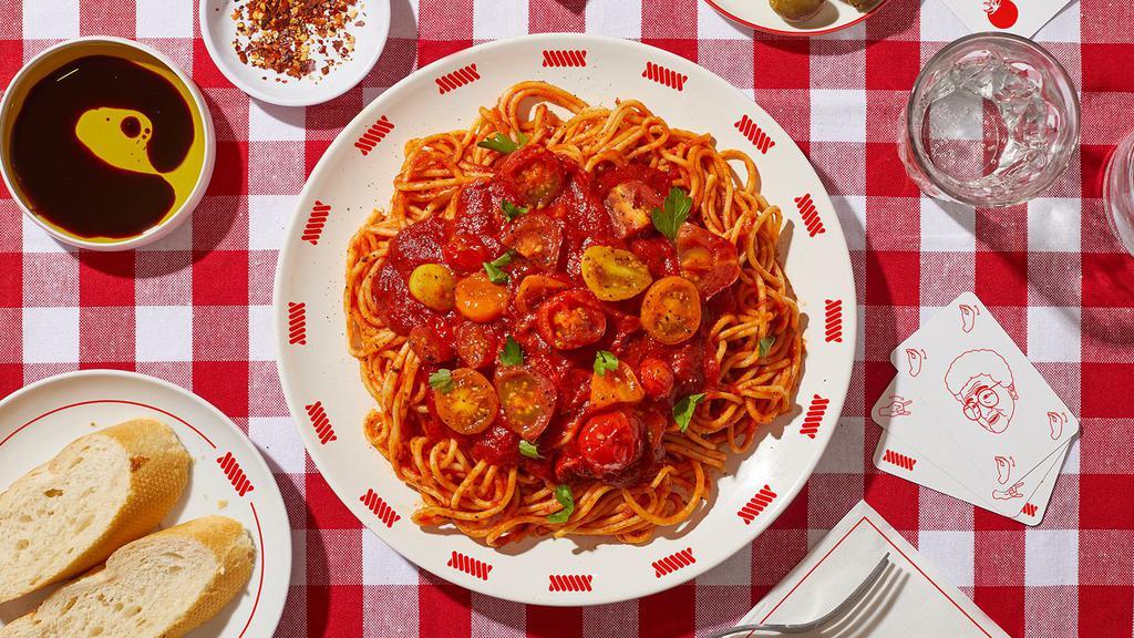 Spaghetti Pomodoro · Spaghetti tossed in a tomato sauce.