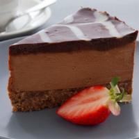 Chocolate Cheesecake · Chocolate new york styled slice of cheesecake.