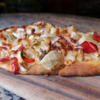 The Greek · We use our special garlic sauce with artichokes roasted red peppers and grilled chicken topp...