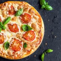 Margherita Pizza · Fresh, hand-tossed pizza with slices of tomatoes and chopped basil.