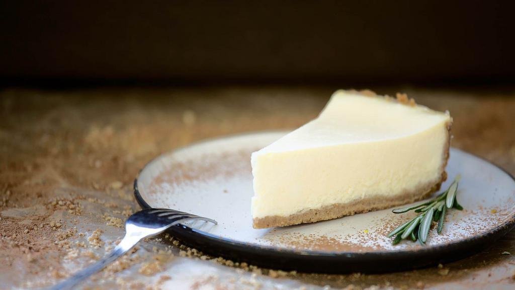 Cheesecake · Slice of fresh NY cheesecake.