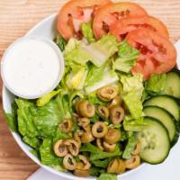 House Salad · Lettuce, cucumber, tomatoes, olives and ranch dressing. %5Cn