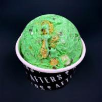 Mint Monster · a classic but with a twist. mint ice cream with Oreos, fudge, & chocolate chip cookies