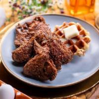 Classique Chicken And Waffles Americian · 1/2 Free Range Chicken (4 pieces), coated in our secret southern batter and fried, served wi...