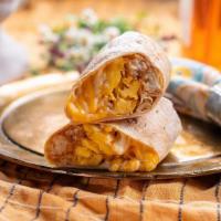 Classique Cafe Breakfast Wrap · scrambled eggs, tater tots, jack cheese, large flour tortilla, smokey chipotle lime aioli