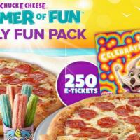 Summer Family Fun Pack · Bring home the fun! Get Two Large, 1- Topping Pizzas, Unicorn Churros, a Goody Bag with toys...