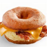 Bacon, Egg, And Cheese · Get your favorite breakfast combinations on a donut! This quacktacular breakfast sandwich in...