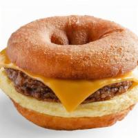 Sausage, Egg, And Cheese · Make mornings more manageable with our donut breakfast sandwich featuring sausage, egg, and ...