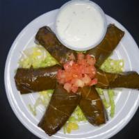 Grape Leaves (6) · Stuffed with rice, onion, tomato & parsley.