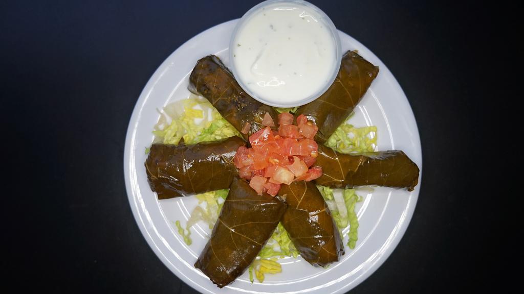 Grape Leaves (6) · Stuffed with rice, onion, tomato & parsley.