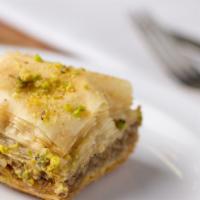 Baklava · Signature. Phyllo dough stuffed with nuts or pistachios.