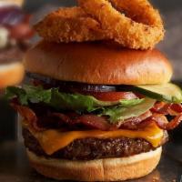 Steakhouse Bacon Cheeseburger · Signature item. Hand-formed, half-pound, Certified Angus Beef® ground chuck, stacked high wi...